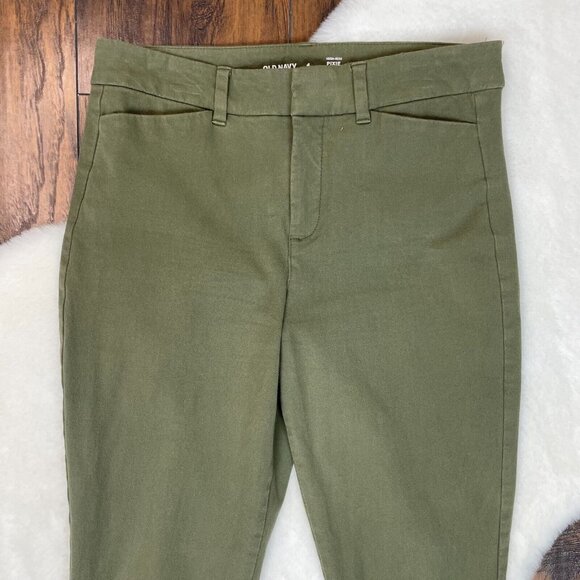 Old Navy Pixie Pants 4 Olive Green High-Rise Skinny Ankle Stretch Cotton Twill - Picture 2 of 11